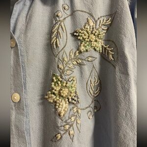 Bobbie Brooks XL Pearl Embellished Button Down